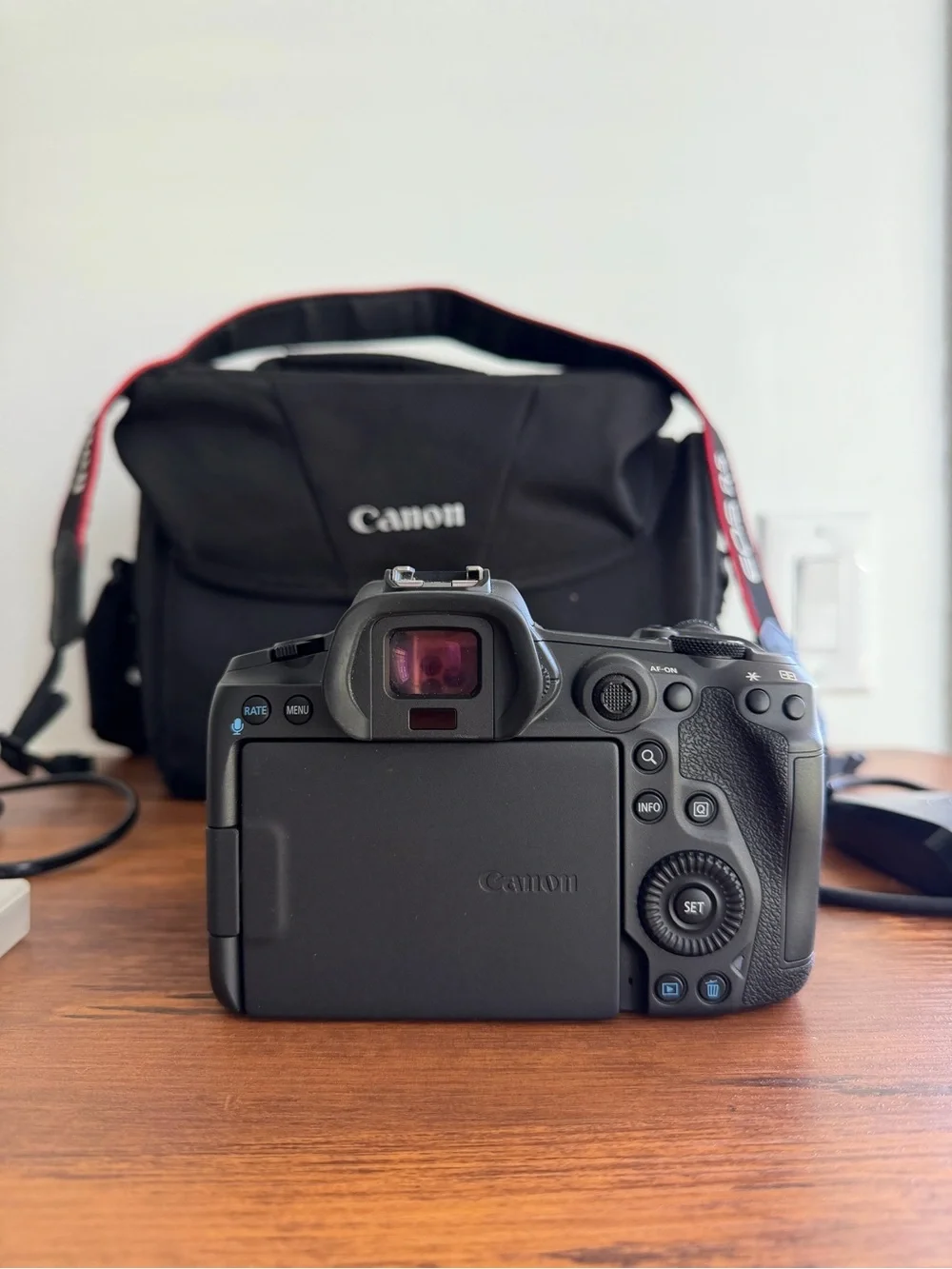 Canon EOS R5 Mirrorless Camera Kit in Black with Red-Trim Strap
